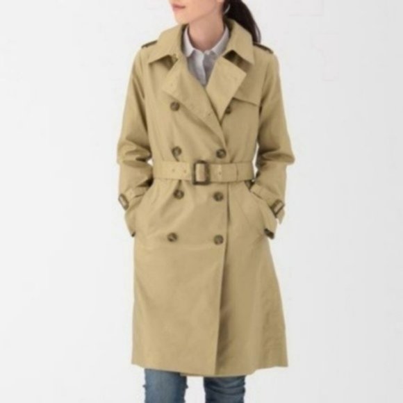 MUJI CLASSIC BEIGE RAIN TRENCH COAT MEDIUM CHIC MINIMAL - Picture 1 of 10